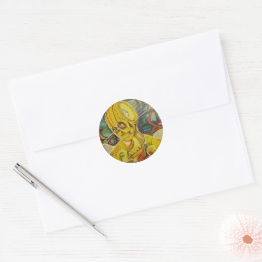 robots ronde sticker (Envelop)