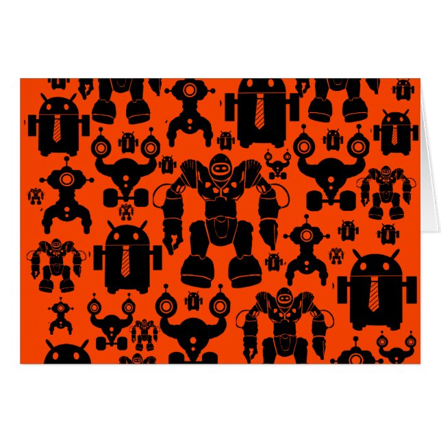 Robots Rule Fun Robot Silhouettes Oranje Robotica (Voorkant Horizontaal)