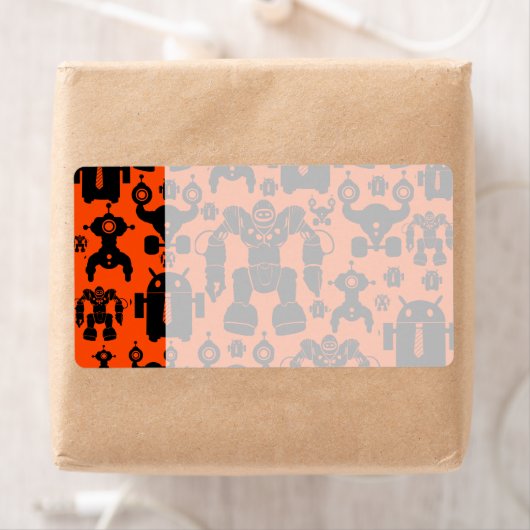 Robots Rule Fun Robot Silhouettes Oranje Robotica Etiket (Insitu)