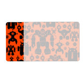 Robots Rule Fun Robot Silhouettes Oranje Robotica Etiket (Voorkant)