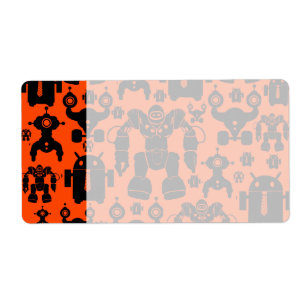 Robots Rule Fun Robot Silhouettes Oranje Robotica Etiket