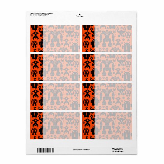 Robots Rule Fun Robot Silhouettes Oranje Robotica Etiket (Full Sheet)