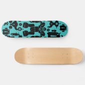 Robots Rule Fun Robot Silhouettes Pattern Blue Skateboard (Horizontaal)