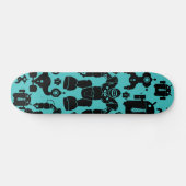 Robots Rule Fun Robot Silhouettes Pattern Blue Skateboard (Horizontaal)