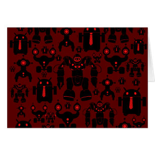 Robots Rule Fun Robot Silhouettes Red Robotics