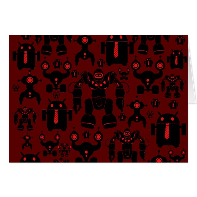 Robots Rule Fun Robot Silhouettes Red Robotics (Voorkant Horizontaal)