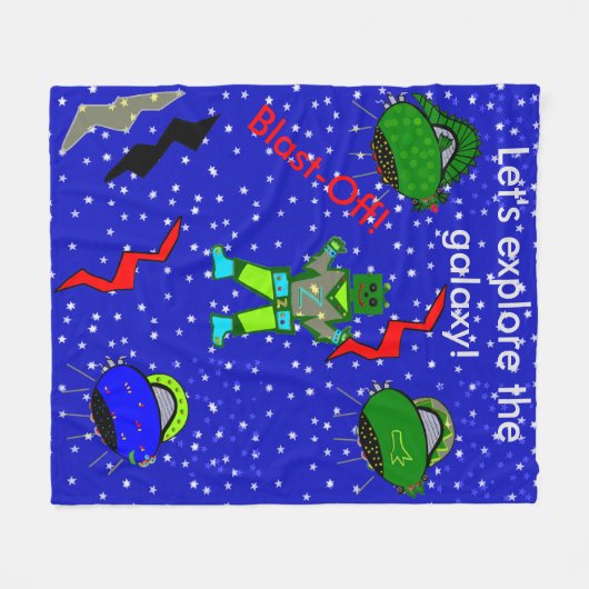 Robots Spaceships Kinder Middelgrote Blanket Fleece Deken (Voorkant (Horizontaal))