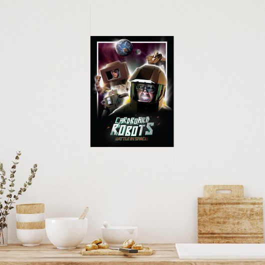 Robots strijd in de ruimte poster (Keuken)