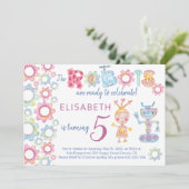 Robots thema verjaardagsfeest kinder leuke uitnodi kaart (Staand voorkant)