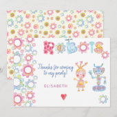 Robots thema verjaardagsfeestje kinder leuk bedank bedankkaart (Voorkant / Achterkant)