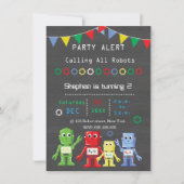 Robots Verjaardagsfeest Uitnodigingen (Voorkant)