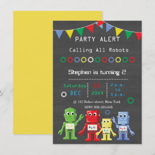 Robots Verjaardagsfeest Uitnodigingen