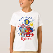 Robots verjaardagskleuter-overhemden op aangepaste t-shirt (Voorkant)