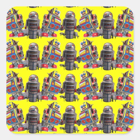 Robots Vierkante Sticker (Voorkant)