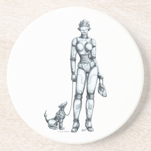 Robots Zandsteen Onderzetter (Voorkant)