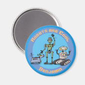 Robots zijn coole blauwe cartoon tekening magneet (Voorkant / Achterkant)