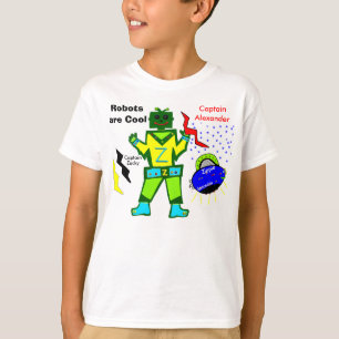 Robots zijn coole kapitein Zacky Blue ruimteschip T-shirt