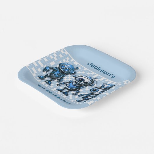 Robotthema 3e verjaardagsfeestje Borden Papieren Bordje (Gebogen)