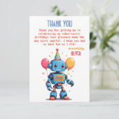Robotthema met ballonnen waterverf bedankkaart (Staand voorkant)