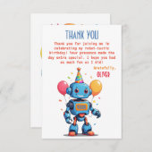 Robotthema met ballonnen waterverf bedankkaart (Voorkant / Achterkant)