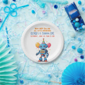 Robotthema met ballonnen waterverf papieren bordje (Feest)