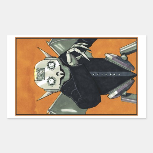 Robotvampier Dracula Monster Rechthoekige Sticker (Voorkant)
