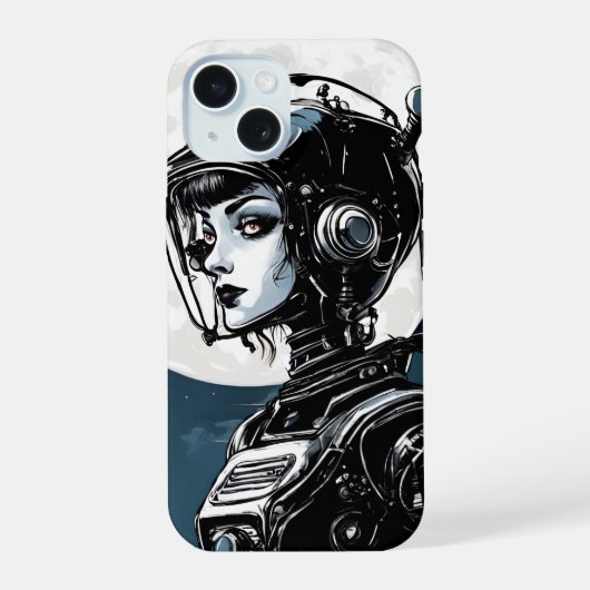 Robotvrouw V iPhone 15 Case (Achterkant)