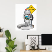 Robox9 bij bushalte - terug naar school poster (Thuiskantoor)