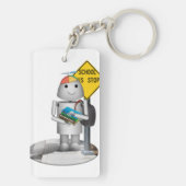 Robox9 bij bushalte - terug naar school sleutelhanger (achterkant)