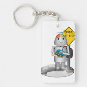 Robox9 bij bushalte - terug naar school sleutelhanger (Voorkant)