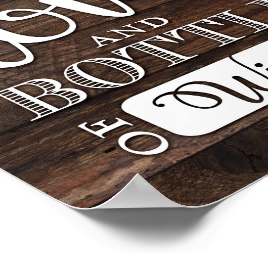 Robuusachtige afbeelding en een FLES VAN WIJN afdr Poster (Hoek)