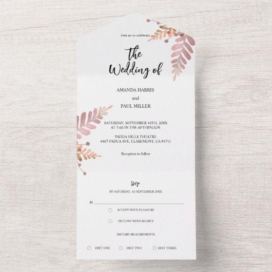 Robuusachtige Floral in één weddenschap All In One Uitnodiging (Binnen)