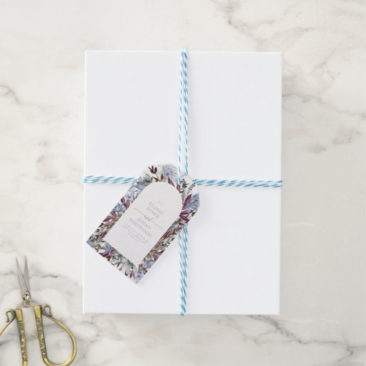 Robuusblauw en pruimelvormig ontwerp cadeaulabel (Met Touw)