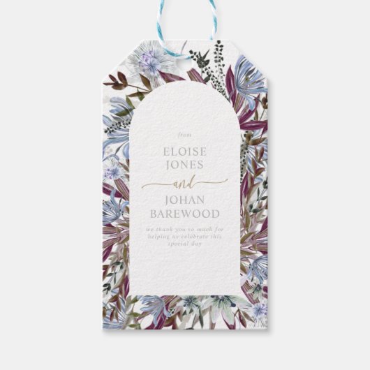 Robuusblauw en pruimelvormig ontwerp cadeaulabel (Voorkant)