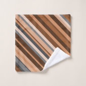 Robuust, aardebruin, beige en grijze strepen bad handdoek (Wasdoekje)