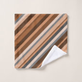 Robuust, aardebruin, beige en grijze strepen bad handdoek (Wasdoekje)