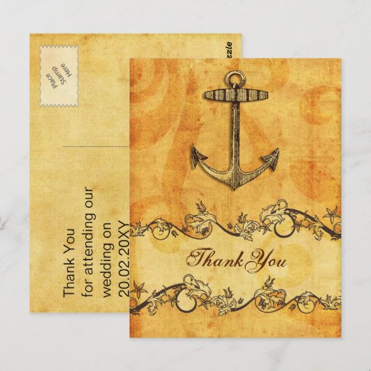 Robuust, , anker, nautisch bedankt briefkaart (Voorkant / Achterkant)