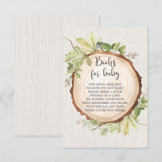 Robuust baby shower voor het aanvragen van boeken, informatiekaartje (Voorkant / Achterkant)