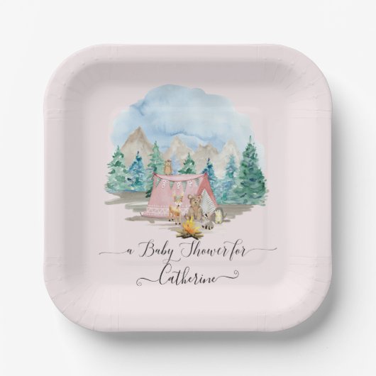 Robuust Beer Floral Baby shower Papieren Bordje (Voorkant)