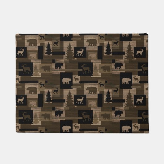 Robuust beer van hout, vloerklep deurmat (Voorkant)