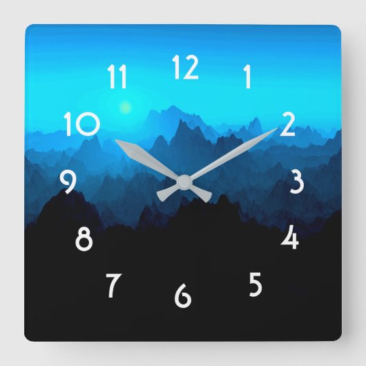 Robuust blauw gebarsten berglandschap vierkante klok (Voorkant)