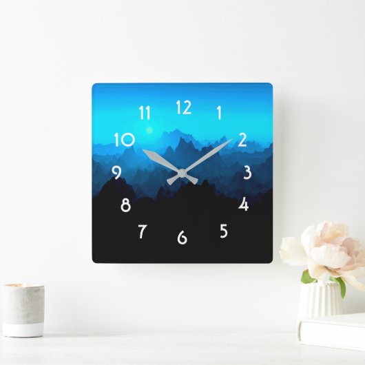 Robuust blauw gebarsten berglandschap vierkante klok (Huis)