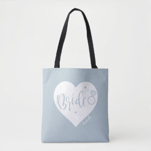 Robuust blauw hart en op maat gesneden scriptbride tote bag