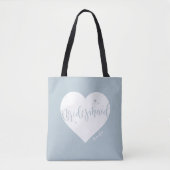 Robuust blauw hart en op maat gesneden scriptbride tote bag (Voorkant)