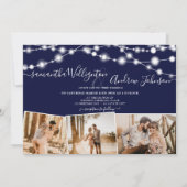 Robuust blauw licht script 4 foto's bruiloft kaart (Achterkant)