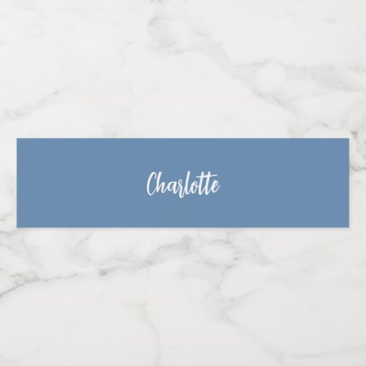 Robuust blauw naamscript waterfles etiket (Enkel label)