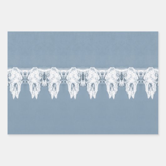 Robuust Blauw Western Bull Skull Pattern Inpakpapier Vel (Voorkant 3)
