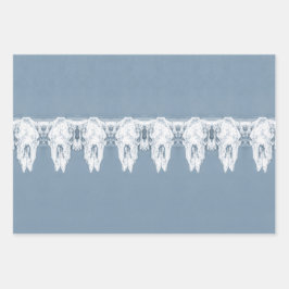 Robuust Blauw Western Bull Skull Pattern Inpakpapier Vel