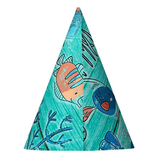 Robuust Blauwgroen hout en onder het Zee Friends W Feesthoedjes (Achterkant)