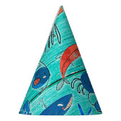 Robuust Blauwgroen hout en onder het Zee Friends W Feesthoedjes (Links)